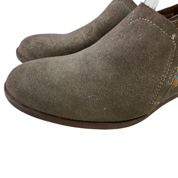 Toms Shaye Suede Slip On Block Low Heel Loafers Casual Real Leather Shoes 6.5 - Picture 8 of 16